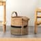 13'' Black Bottom Natural Cotton & Jute Boho Chic Basket Planter